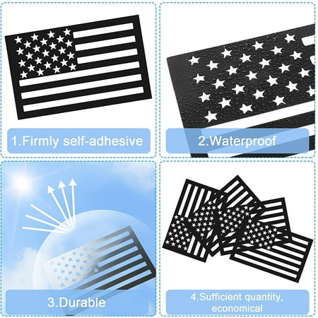 4 x 6 Inch 6 Pieces American Flag Magnet Cut-Out 3D US Flag Car Emblem Decals Vehicle Tactical Military Patriotic Badge Stickers Black Bumper Decal Stickers for Car Truck SUV Decoration Accessories 